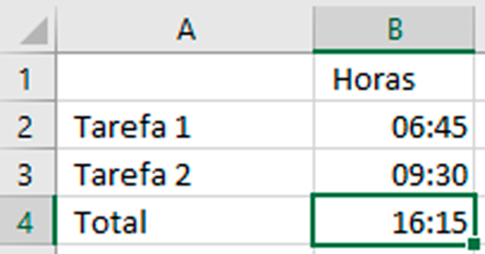 Somar até 24 horas no Excel: com resultado