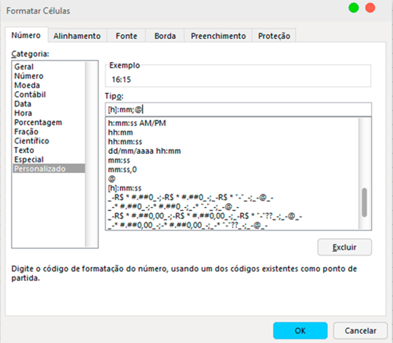 Formatar Células: Personalizado