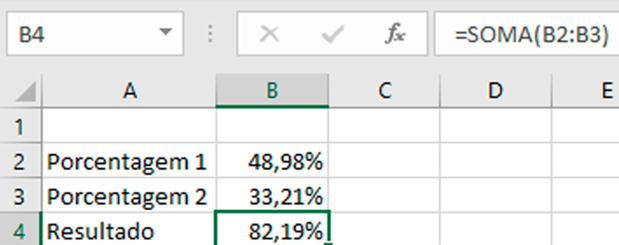 Somar porcentagem no Excel
